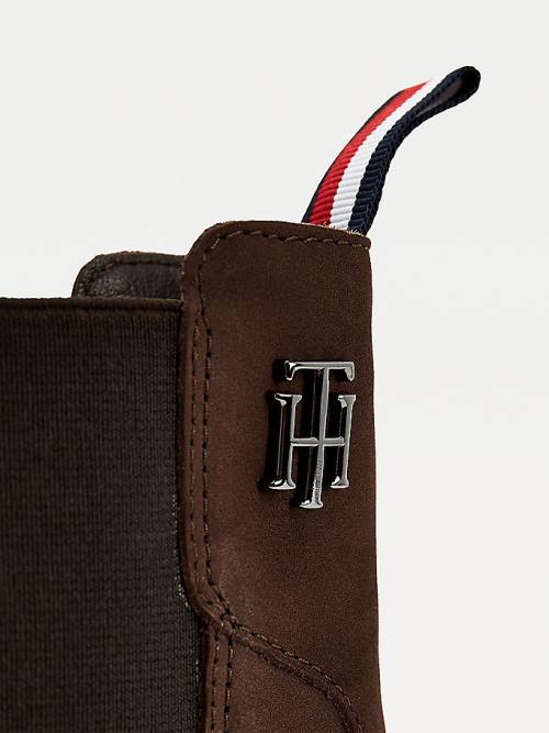 Tommy Hilfiger Monogram Chelsea Velúr Ankle Bakancs Női Barna | TH476DPR