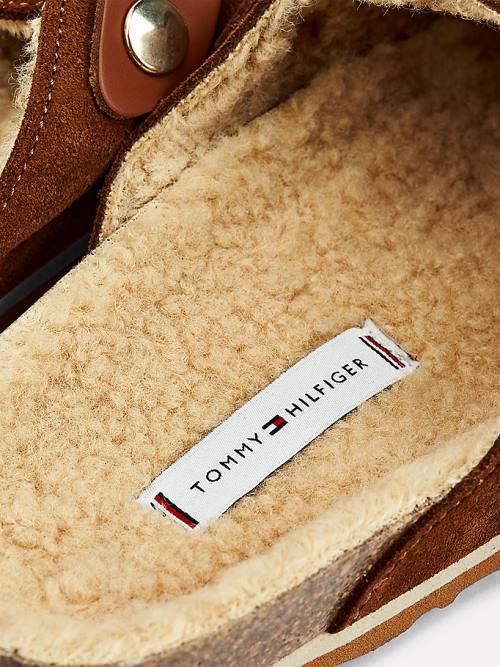 Tommy Hilfiger Monogram Closed Toe Mules Papucs Női Barna | TH085JCW