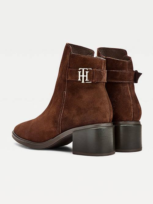 Tommy Hilfiger Monogram Csatos Mid Heel Ankle Bakancs Női Barna | TH280LAP