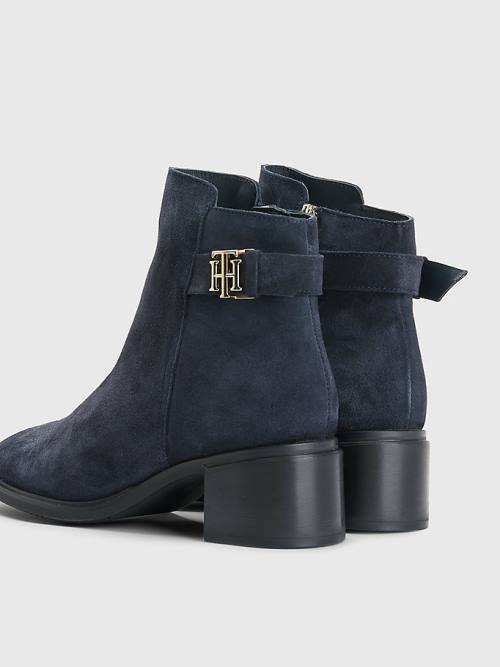 Tommy Hilfiger Monogram Csatos Mid Heel Ankle Bakancs Női Kék | TH810KNU