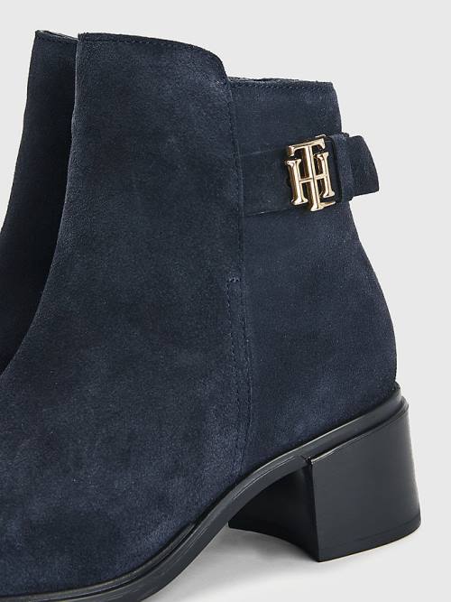 Tommy Hilfiger Monogram Csatos Mid Heel Ankle Bakancs Női Kék | TH810KNU