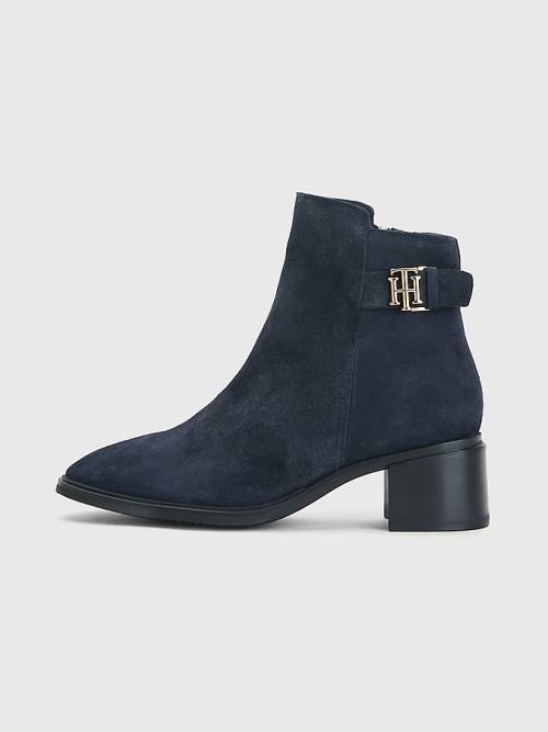 Tommy Hilfiger Monogram Csatos Mid Heel Ankle Bakancs Női Kék | TH810KNU