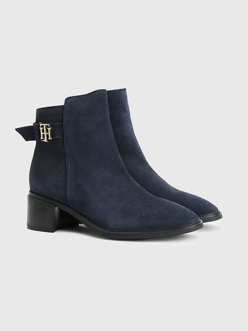 Tommy Hilfiger Monogram Csatos Mid Heel Ankle Bakancs Női Kék | TH810KNU