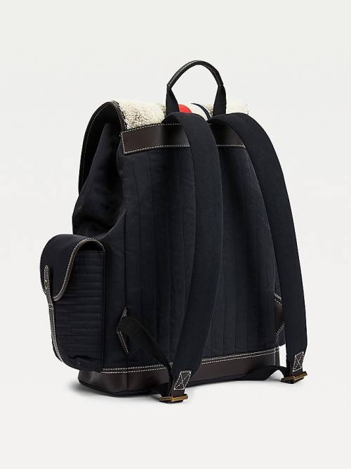 Tommy Hilfiger Monogram Embroidery Sherpa Backpack Táska Férfi Kék | TH173MKL