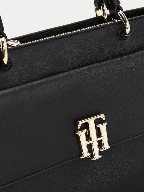 Tommy Hilfiger Monogram Lock Satchel Táska Női Fekete | TH152KUE