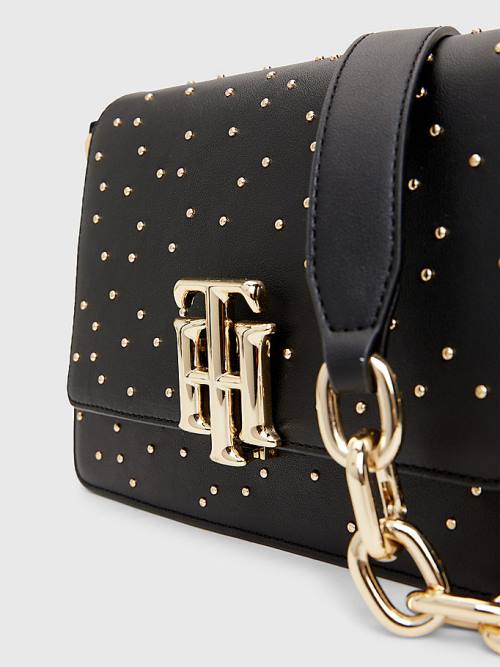 Tommy Hilfiger Monogram Lock Studded Crossover Táska Női Fekete | TH396SEY