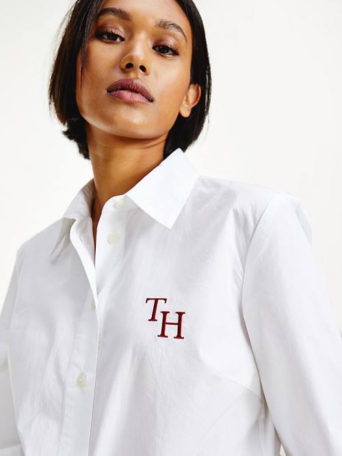 Tommy Hilfiger Monogram Organic Pamut Ingek Női Fehér | TH792HOW