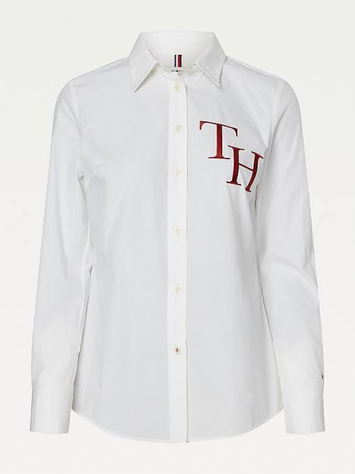 Tommy Hilfiger Monogram Organic Pamut Ingek Női Fehér | TH792HOW