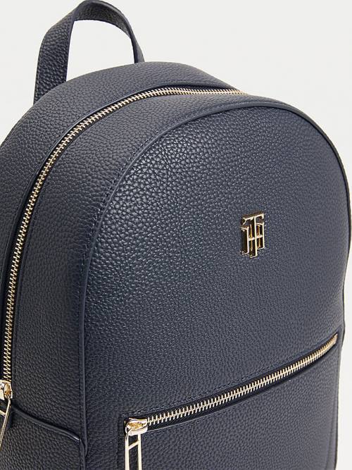 Tommy Hilfiger Monogram Plaque Backpack Táska Női Kék | TH370PRI