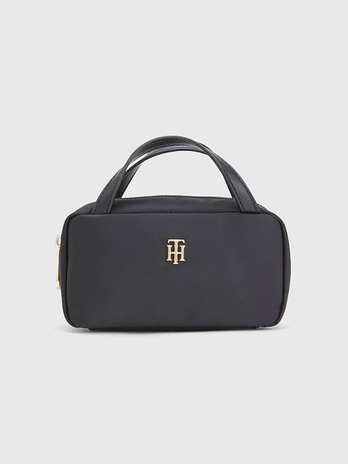 Tommy Hilfiger Monogram Plaque Makeup Case Táska Női Fekete | TH238MHY