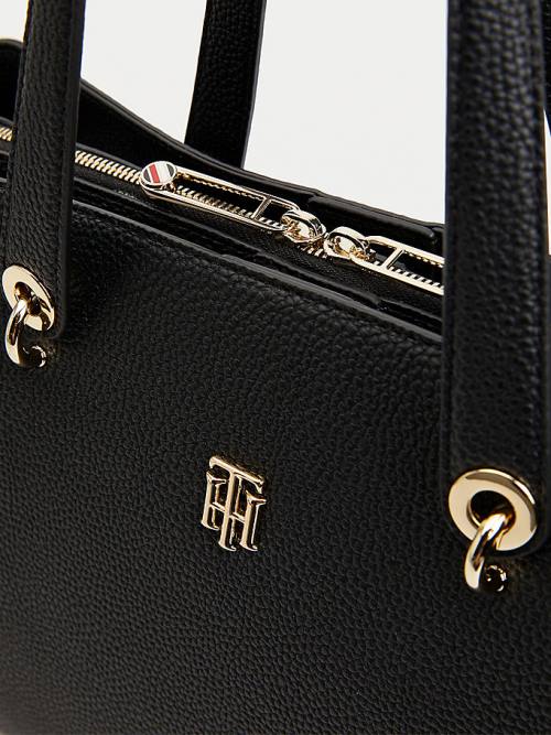 Tommy Hilfiger Monogram Plaque Satchel Táska Női Fekete | TH307TYW