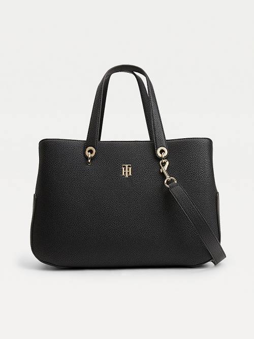 Tommy Hilfiger Monogram Plaque Satchel Táska Női Fekete | TH307TYW