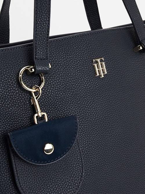 Tommy Hilfiger Monogram Plaque Tote Táska Női Kék | TH362WYS