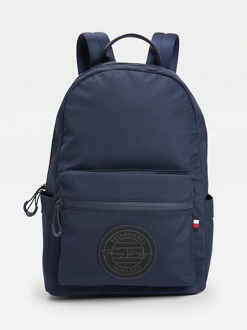 Tommy Hilfiger Monogram Print Backpack Táska Férfi Kék | TH863KIR