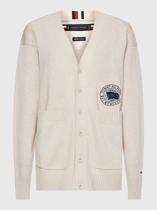 Tommy Hilfiger Motion Flag Cardigan Pulóverek Férfi Bézs | TH839DQN