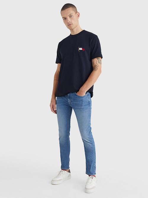 Tommy Hilfiger Motion Flag Embroidery Póló Férfi Kék | TH371WPL