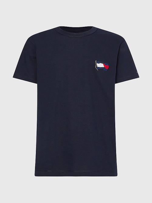 Tommy Hilfiger Motion Flag Embroidery Póló Férfi Kék | TH371WPL