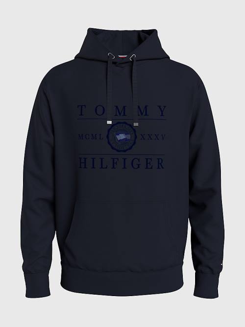 Tommy Hilfiger Motion Flag Logo Kapucnis Pulóver Férfi Kék | TH157XQV