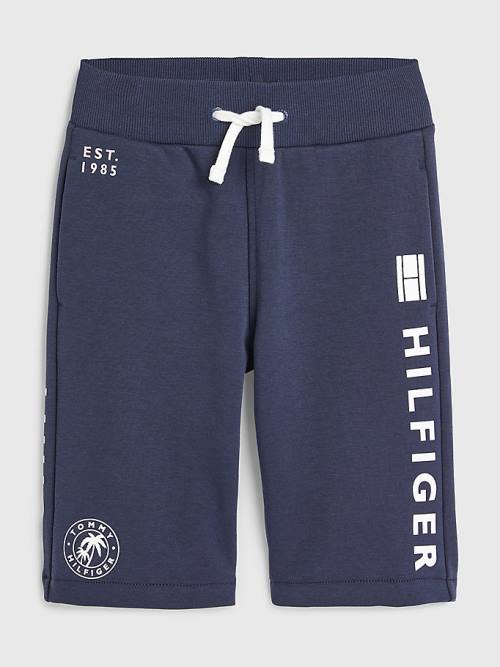 Tommy Hilfiger Multi Logo Drawstring Sweat Shorts Nadrág Fiú Kék | TH234GCT