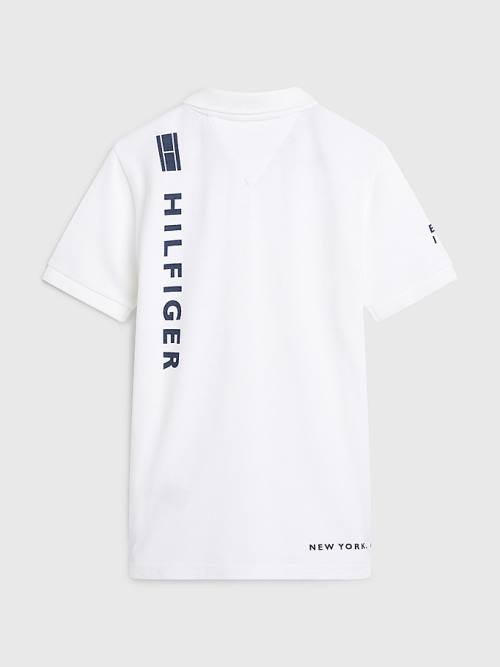 Tommy Hilfiger Multi Logo Organic Pamut Polo Póló Fiú Fehér | TH620BWA