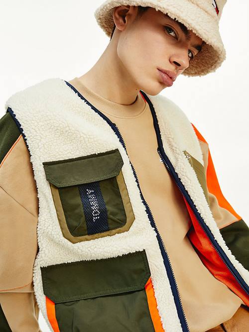 Tommy Hilfiger Multi-Pocket Sherpa Vest Kabát Férfi Fehér | TH279IFE