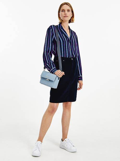 Tommy Hilfiger Multicolour Stripe Viscose Blúz Női Kék | TH548CNG