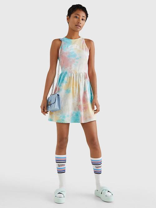 Tommy Hilfiger Multicolour Tie-Dye Skater Ruha Női Fehér | TH356HBD