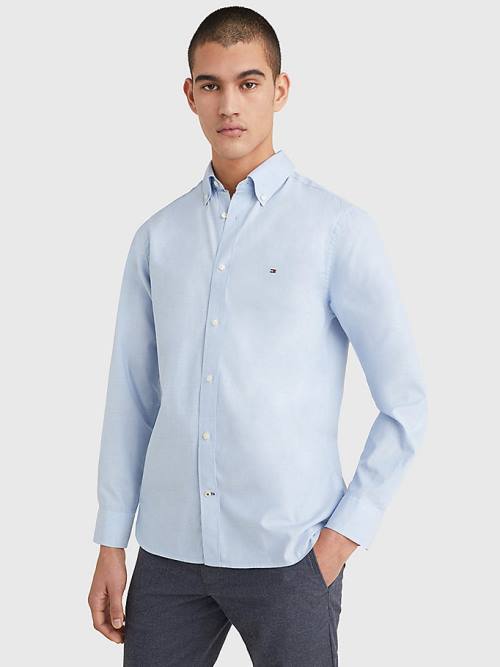 Tommy Hilfiger Natural Soft Poplin Regular Fit Ingek Férfi Kék | TH084BWO