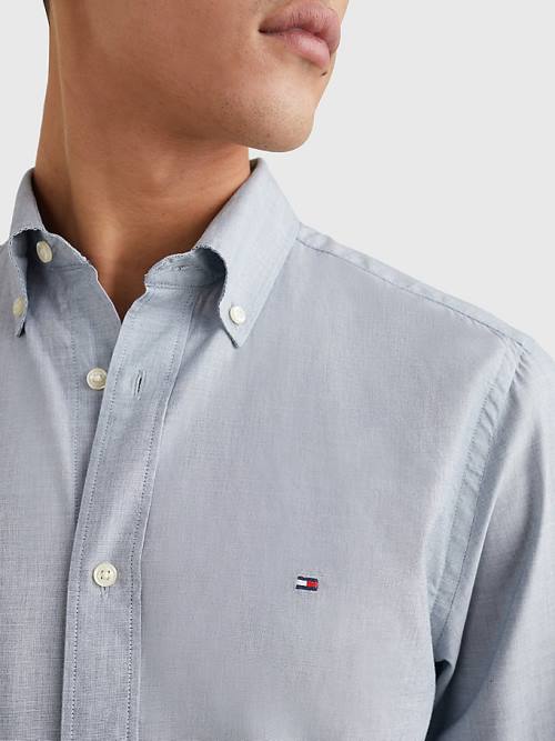 Tommy Hilfiger Natural Soft Poplin Regular Fit Ingek Férfi Kék | TH908ISW