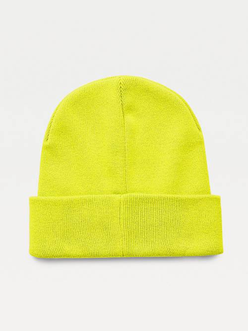 Tommy Hilfiger Neon Organic Pamut Blend Beanie Kalap Férfi Zöld | TH846NOE