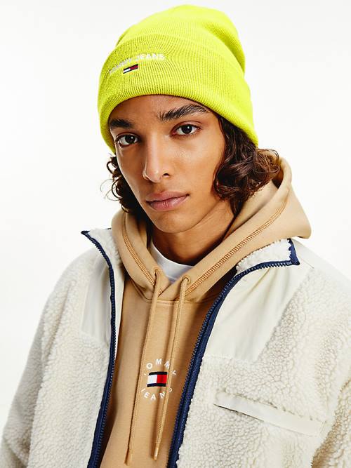 Tommy Hilfiger Neon Organic Pamut Blend Beanie Kalap Férfi Zöld | TH846NOE