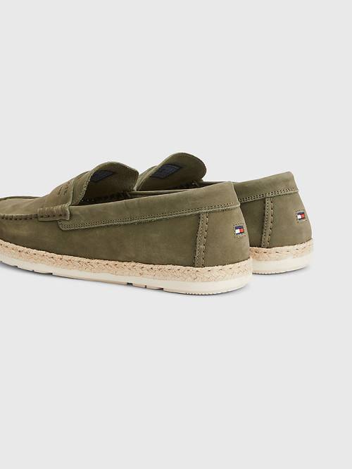 Tommy Hilfiger Nubuck Espadrille Moccasins Alkalmi Cipő Férfi Khaki | TH431JSW