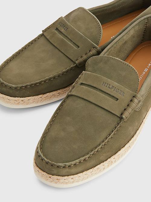 Tommy Hilfiger Nubuck Espadrille Moccasins Alkalmi Cipő Férfi Khaki | TH431JSW