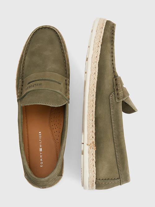 Tommy Hilfiger Nubuck Espadrille Moccasins Alkalmi Cipő Férfi Khaki | TH431JSW