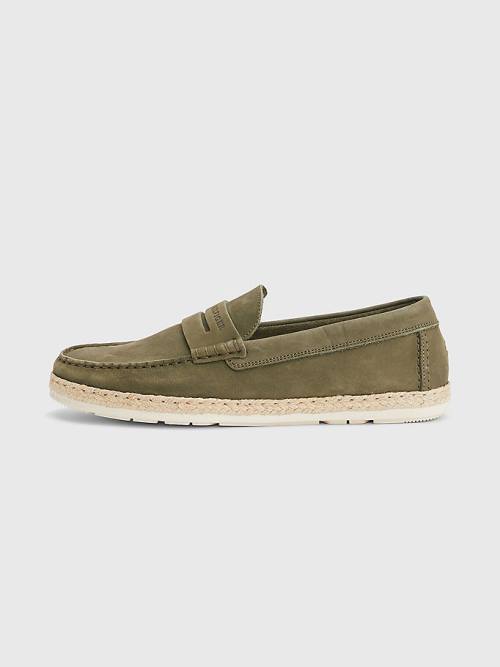 Tommy Hilfiger Nubuck Espadrille Moccasins Alkalmi Cipő Férfi Khaki | TH431JSW