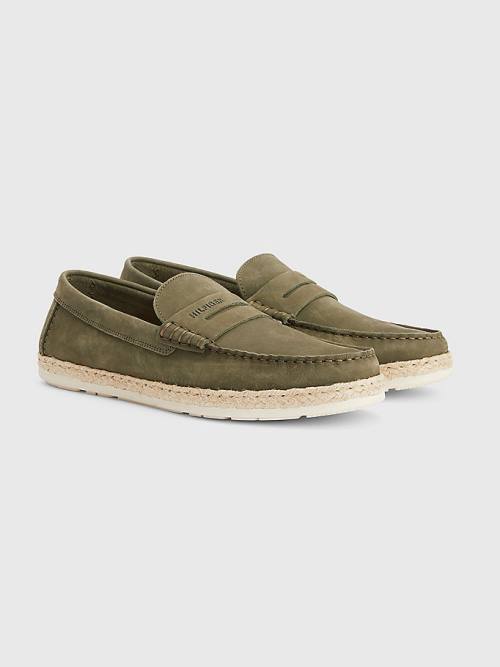 Tommy Hilfiger Nubuck Espadrille Moccasins Alkalmi Cipő Férfi Khaki | TH431JSW