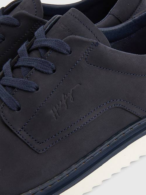 Tommy Hilfiger Nubuck Klipsz Csipke-Up Alkalmi Cipő Férfi Kék | TH418VGM