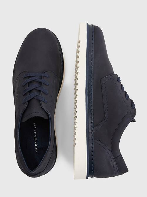 Tommy Hilfiger Nubuck Klipsz Csipke-Up Alkalmi Cipő Férfi Kék | TH418VGM