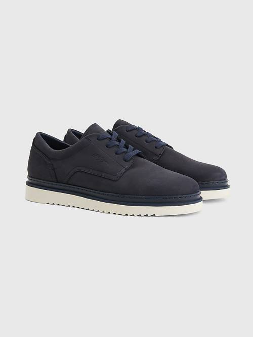 Tommy Hilfiger Nubuck Klipsz Csipke-Up Alkalmi Cipő Férfi Kék | TH418VGM