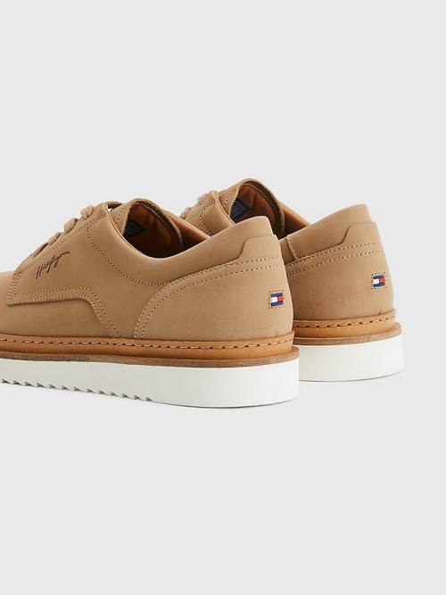 Tommy Hilfiger Nubuck Klipsz Csipke-Up Alkalmi Cipő Férfi Khaki | TH895IDM