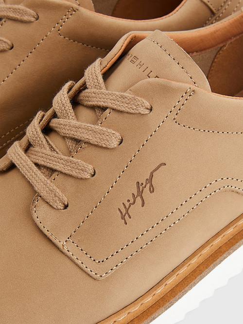 Tommy Hilfiger Nubuck Klipsz Csipke-Up Alkalmi Cipő Férfi Khaki | TH895IDM