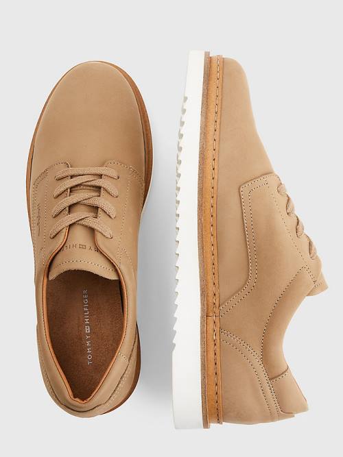 Tommy Hilfiger Nubuck Klipsz Csipke-Up Alkalmi Cipő Férfi Khaki | TH895IDM