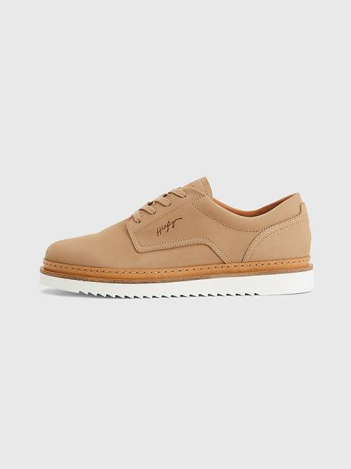 Tommy Hilfiger Nubuck Klipsz Csipke-Up Alkalmi Cipő Férfi Khaki | TH895IDM