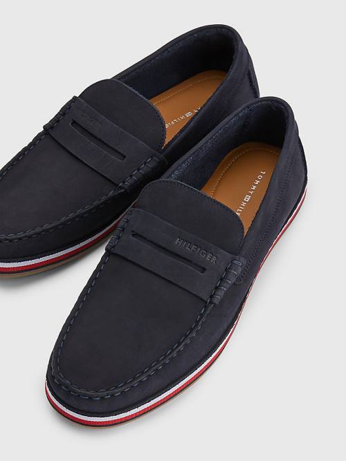 Tommy Hilfiger Nubuck Moccasins Alkalmi Cipő Férfi Kék | TH782CIB