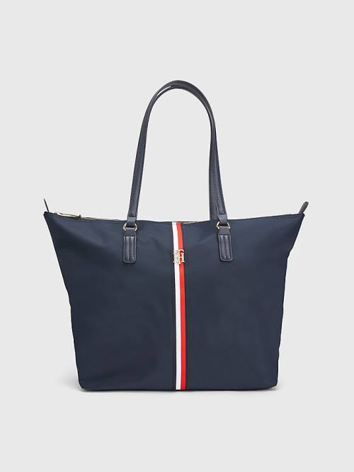 Tommy Hilfiger Nylon Signature Tote Táska Női Kék | TH359HBO