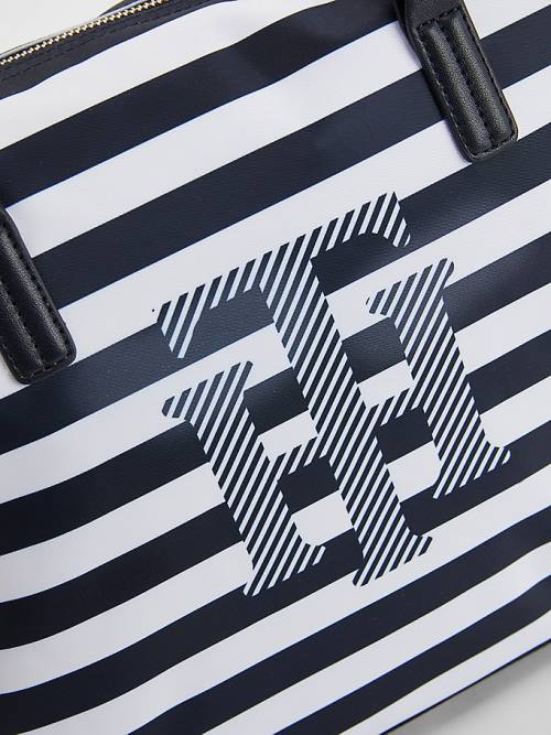 Tommy Hilfiger Nylon Stripe Tote Táska Női Kék | TH398BWK