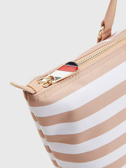 Tommy Hilfiger Nylon Stripe Tote Táska Női Bézs | TH831NVT