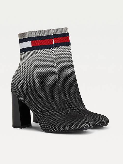 Tommy Hilfiger Ombre Knit High Heel Bakancs Női Fekete | TH431ABZ