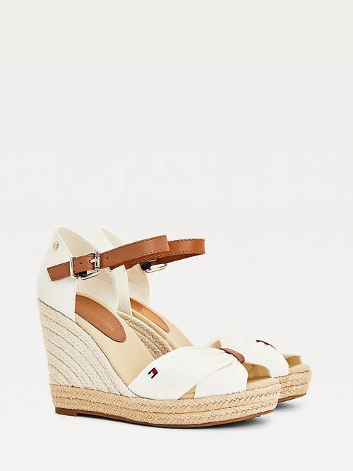 Tommy Hilfiger Open Toe High Éktalpú Espadrille Szandál Női Fehér | TH480DAT