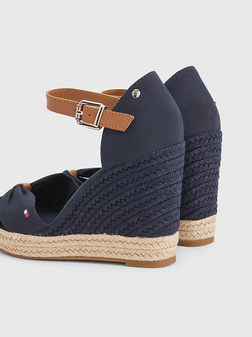 Tommy Hilfiger Open Toe High Éktalpú Espadrille Szandál Női Kék | TH506YWZ